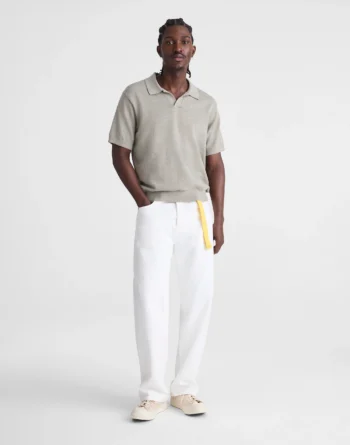 Men Off White Relaxed Straight Fit Denim Jeans Teecaring
