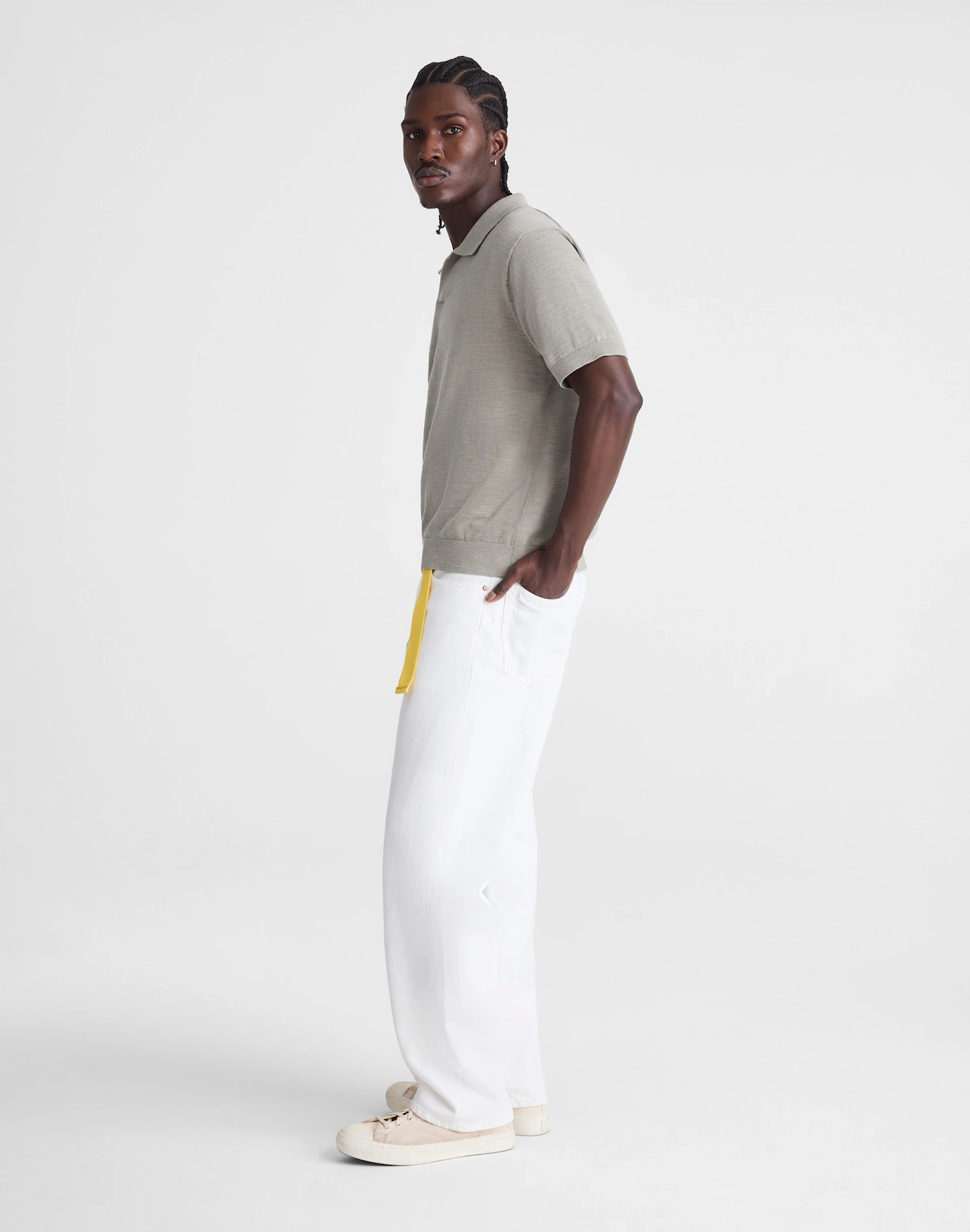 Men Off White Relaxed Straight Fit Denim Jeans Teecaring 3