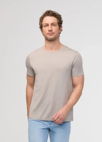 Men Stone Beige Premium Soft Cotton Crewneck T-Shirt Teecaring