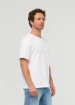 Men White Textured Slub Cotton Short Sleeve T-Shirt Teecaring 1