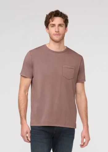 Teecaring Men Washed Mauve Soft Vintage Pima Cotton Pocket T-Shirt
