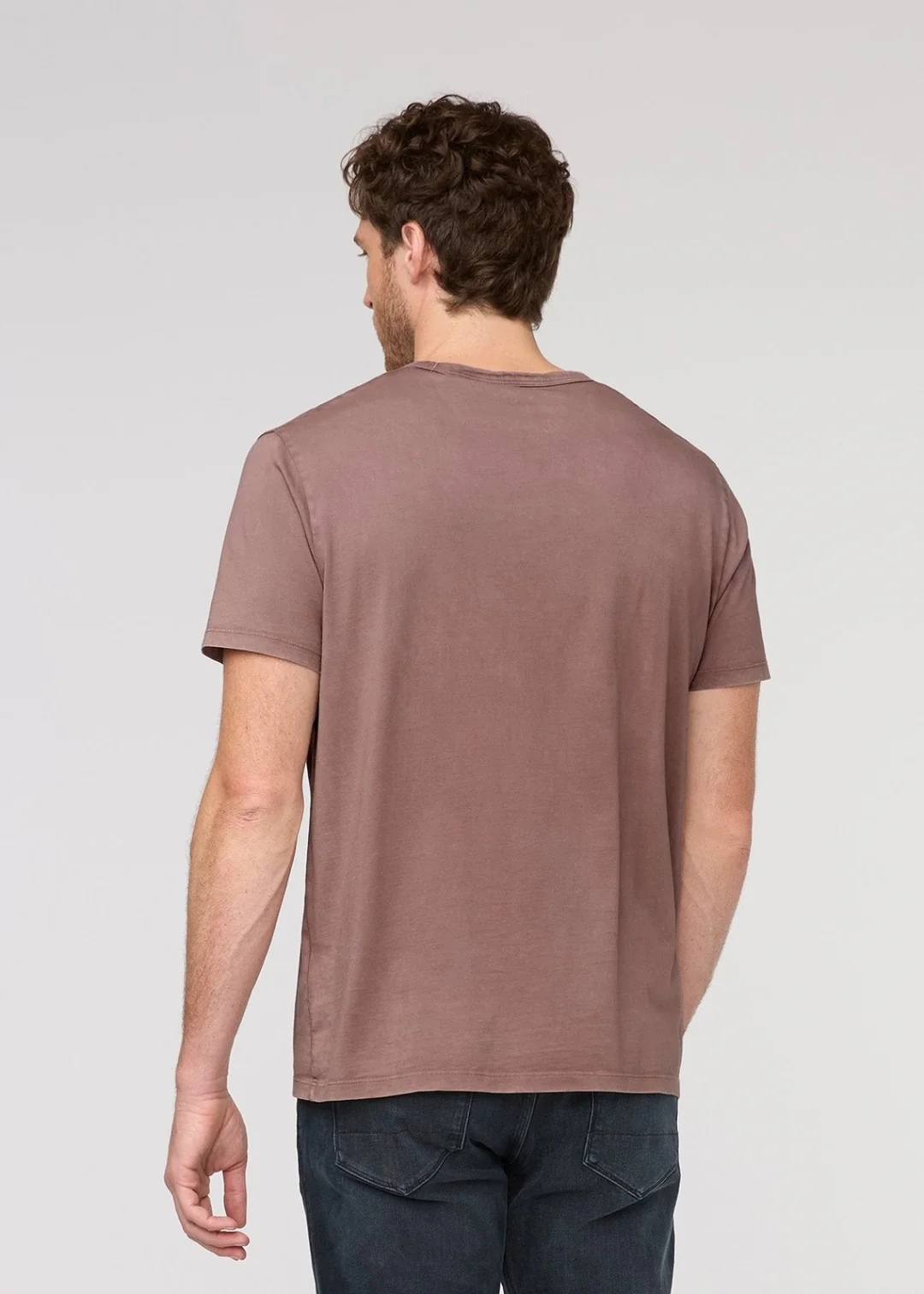 Teecaring Men Washed Mauve Soft Vintage Pima Cotton Pocket T-Shirt 4