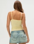 Teecaring Womens Pale Yellow Lace Trim Cami Babydoll Top 1