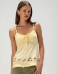 Teecaring Womens Pale Yellow Spaghetti Strap Babydoll Cami Top 1
