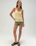 Teecaring Womens Pale Yellow Spaghetti Strap Babydoll Cami Top 1