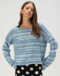 Womens Blue Coastline Striped Knit Sweater Printnewmerch
