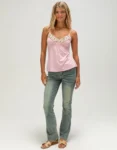 Womens Pink Embellished Sparkle Babydoll Cami Top Teecaring 1