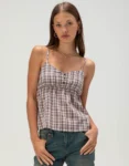 Womens Plaid Henley Babydoll Cami Top Printnewmerch 1 | Printnewmerch Womens Plaid Henley Babydoll Cami Top Teecaring 1