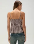 Womens Plaid Henley Babydoll Cami Top Teecaring 1