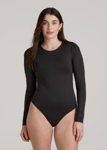 Black Printnewmerch Elvaris Long Sleeve Bodysuit Sleek Modern Casual Wear