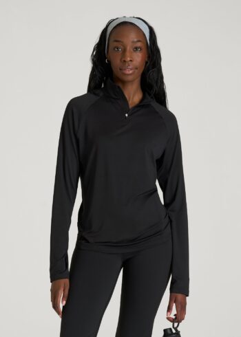Black Printnewmerch Kylora Half Zip Long Sleeve Performance Casual Top