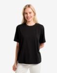Black Printnewmerch Nyvora Short Sleeve Relaxed Fit Simple Casual Everyday Top