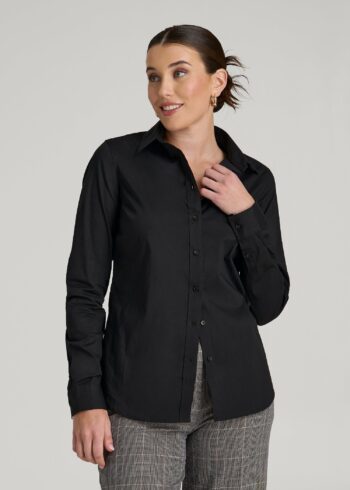 Black Teecaring Nyvora Slim Fit Button Up Elegant Blouse