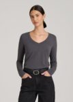 Charcoal Printnewmerch Velnora Scoop Neck Long Sleeve Minimal Fashion Shirt