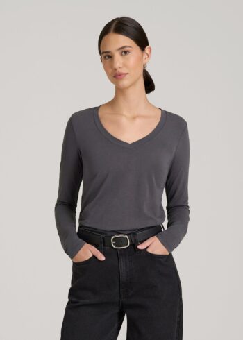 Charcoal Printnewmerch Velnora Scoop Neck Long Sleeve Minimal Fashion Shirt