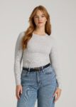Gray Printnewmerch Solvexa Ribbed Long Sleeve Classic Denim Outfit Shirt