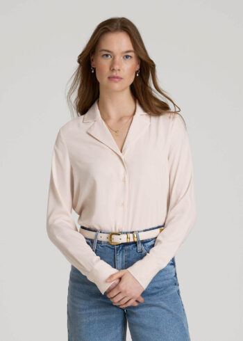 Ivory Printnewmerch Eloria Notch Collar Long Sleeve Minimal Fashion Blouse