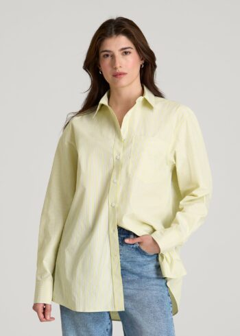 Lemon Stripe Printnewmerch Zorvella Poplin Casual Blouse