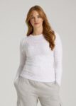 White Printnewmerch Eloria Fitted Ribbed Long Sleeve Basic Fashion Top