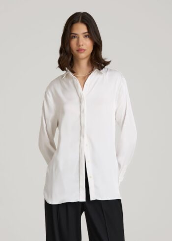 White Printnewmerch Eloria Relaxed Button Up Minimal Casual Blouse