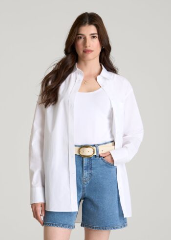 White Printnewmerch Elvaris Button Front Long Sleeve Blouse