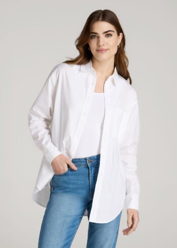White Printnewmerch Velora Relaxed Poplin Button Up Elegant Blouse
