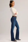 Blue Printnewmerch Elvoria High Waist Flare Leg Jeans Classic Denim Casual Vintage Style 1