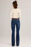 Blue Printnewmerch Elvoria High Waist Flare Leg Jeans Classic Denim Casual Vintage Style 1